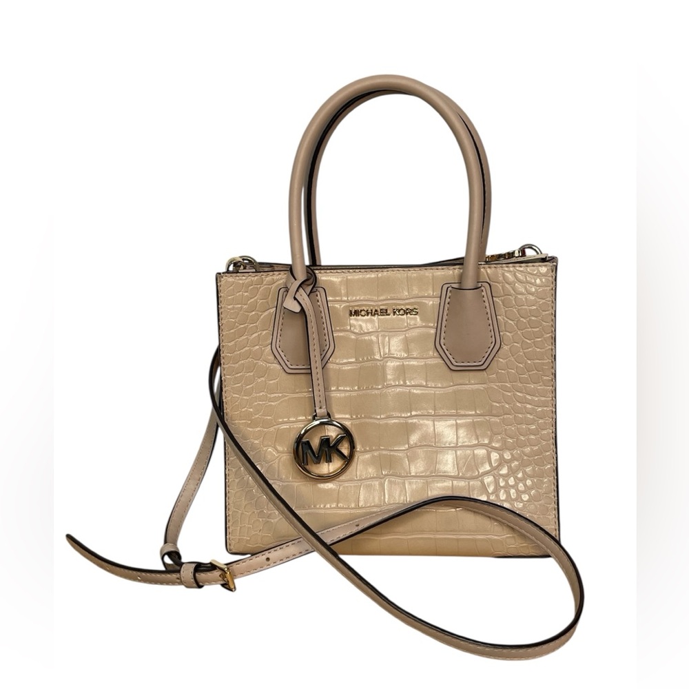 Michael Kors Tan Croc-Embossed Crossbody Bag
